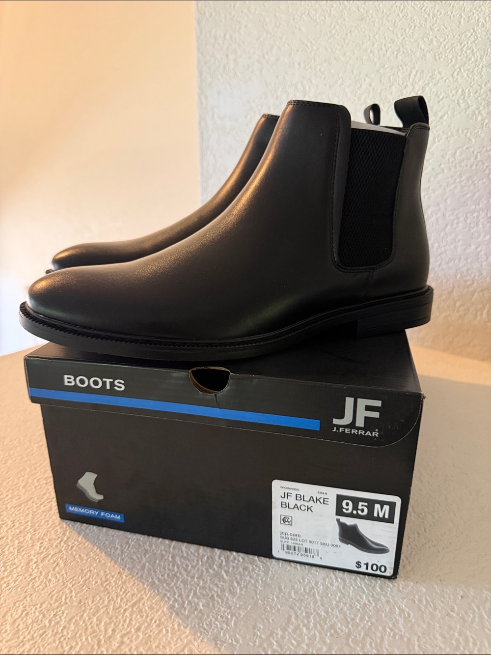 jf j.ferrar Black Ankle Boots for Men NWT